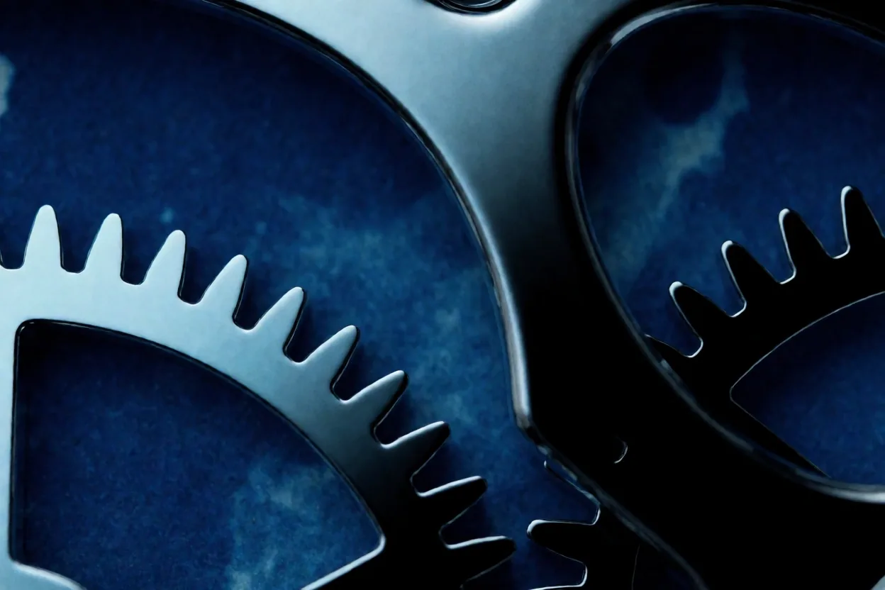 Macroscopic horological mechanism representing workplace precision